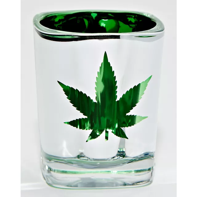 Metallic Weed Leaf Shot Glass - 2 oz. at Spencer's