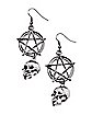 Pentagram Skull Dangle Earrings