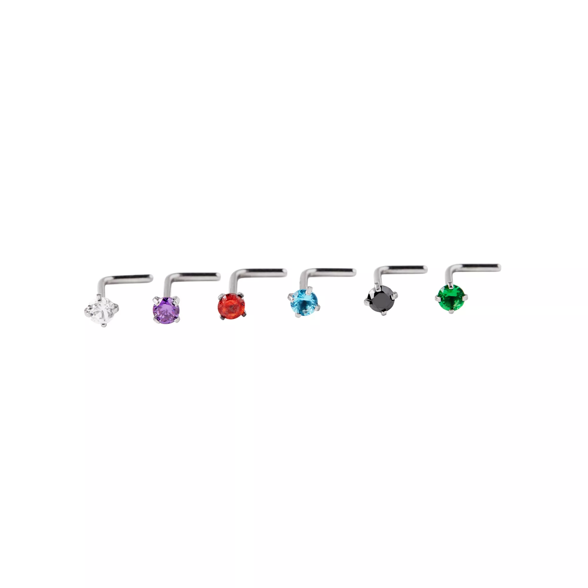 Multi-Color L-Bend Nose Ring - 6 Pack at Spencer's