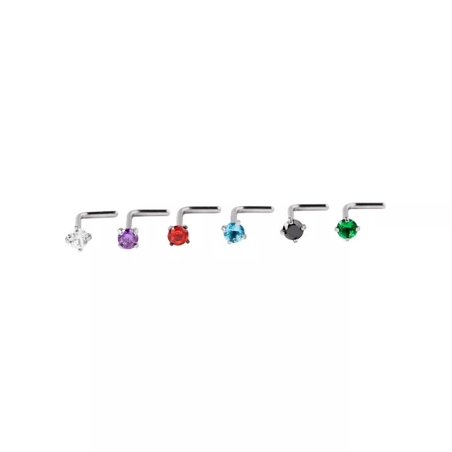 Multi-Color L-Bend Nose Ring - 6 Pack at Spencer's