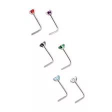 Multi-Color L-Bend Nose Ring - 6 Pack at Spencer's
