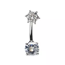 CZ Silvertone Belly Ring - 14 Gauge at Spencer's