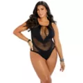 Plus Size Strappy Mesh Seamless Bodysuit at Spencer's