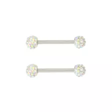 Druzy CZ Nipple Barbells 1 Pair - 14 Gauge at Spencer's