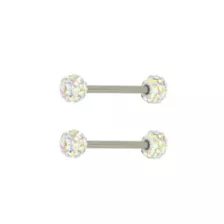 Druzy CZ Nipple Barbells 1 Pair - 14 Gauge at Spencer's