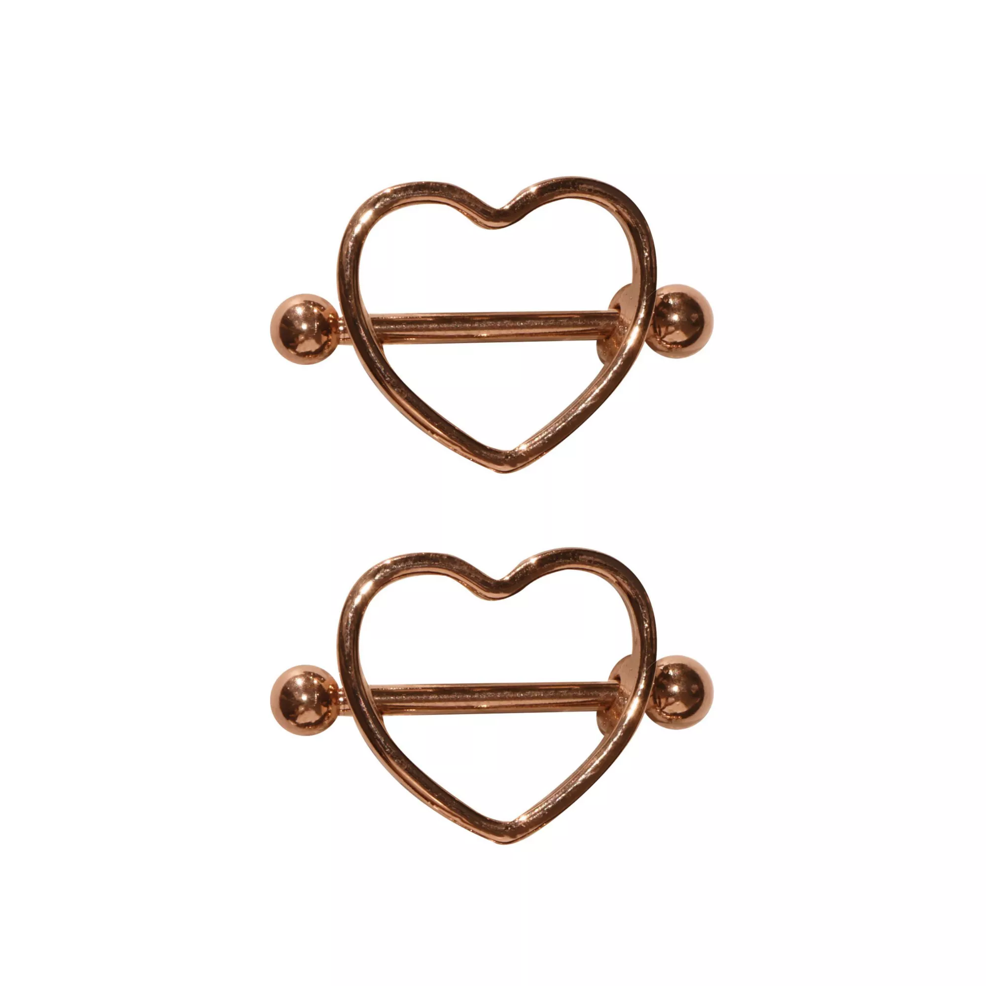 Rose Goldplated Heart Nipple Shields - 14 Gauge at Spencer's