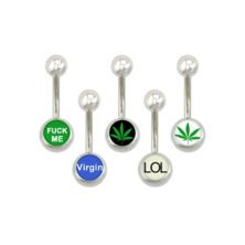 Multi-Pack Leaf Belly Rings 5 Pack - 14 Gauge - Spencer's