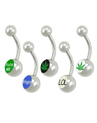 Multi-Pack Leaf Belly Rings 5 Pack - 14 Gauge