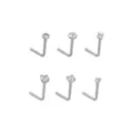 Multi-Pack CZ L-Bend Nose Rings - 6 Pack at Spencer's
