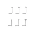 Multi-Pack CZ L-Bend Nose Rings - 6 Pack at Spencer's