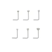 Multi-Pack CZ L-Bend Nose Rings - 6 Pack at Spencer's