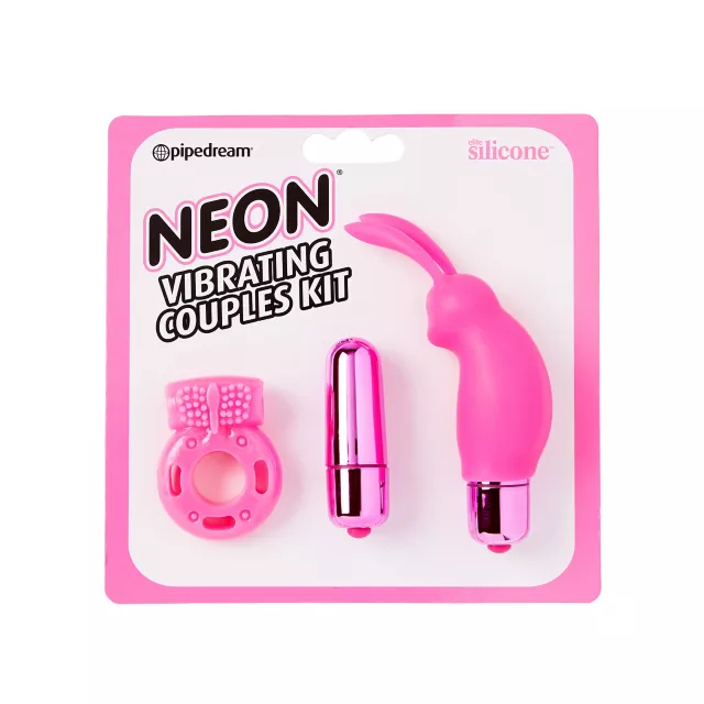Neon Pink Vibrating Couples Sex Toy Kit at Spencer's