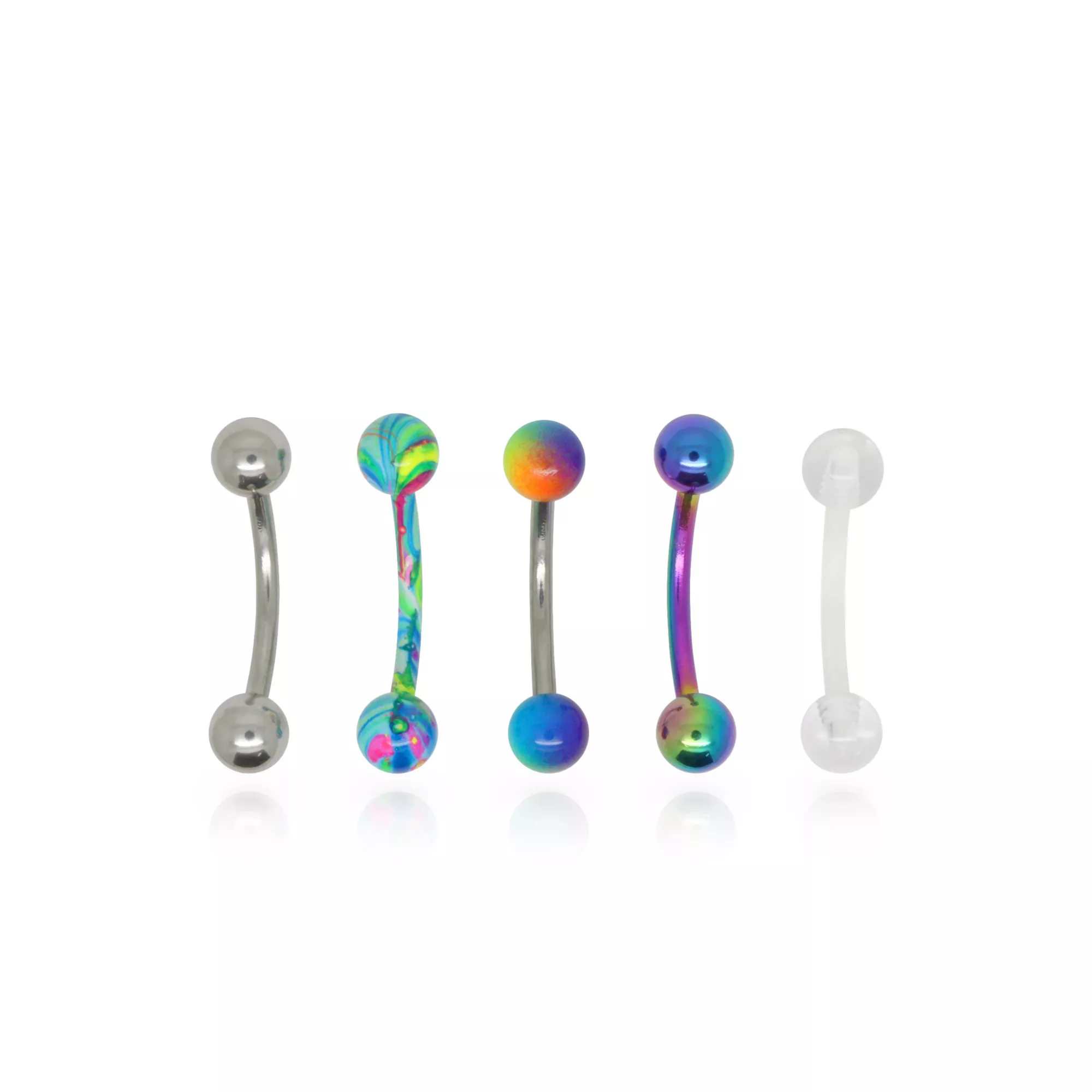 Multi-Pack Rainbow Curved Barbells 5 Pack - 16 Gauge at Spencer's