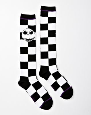 Checkered Jack Skellington Knee High Socks - The Nightmare Before Christmas - Spencer's