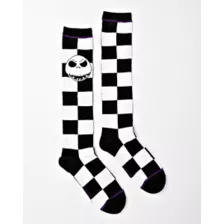 Checkered Jack Skellington Knee High Socks - The Nightmare Before Christmas at Spencer's