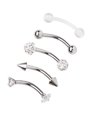 No-Piercing Clip-On Ear, Lip, Eyebrow Jewelry Set, Silver, One Size, 8-pk,  Wearable Costume Accessories for Halloween