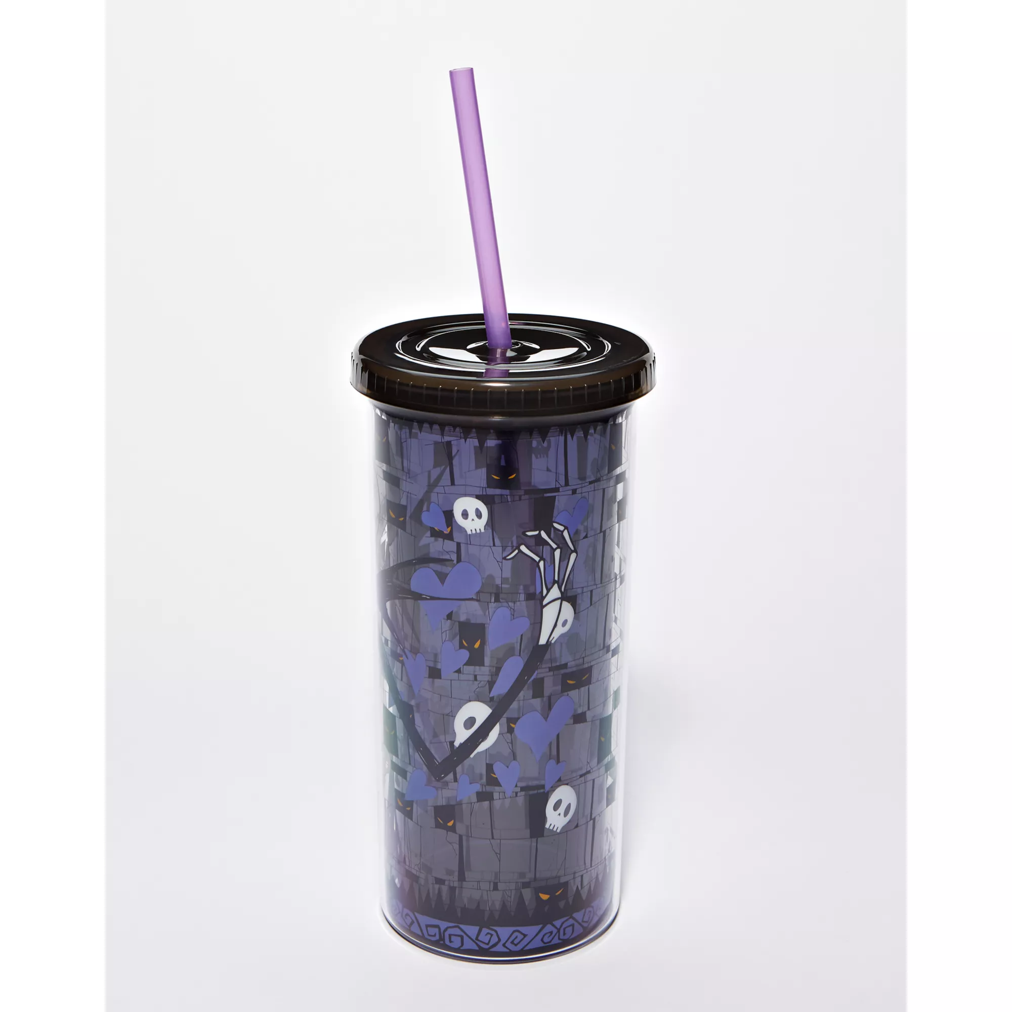 Jack Skellington Skull and Heart Cup with Straw 20 oz. - The Nightmare Before Christmas at Spencer's