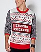 Light-Up Cheers Fuckers Ugly Christmas Sweater