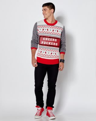 Light-Up Cheers Fuckers Ugly Christmas Sweater