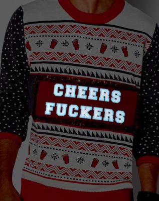 Light-Up Cheers Fuckers Ugly Christmas Sweater