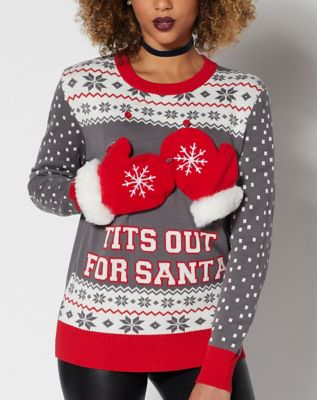 tits out for santa sweater