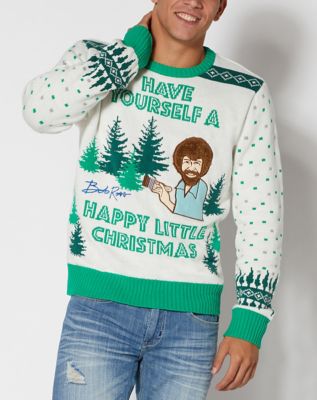 Light-Up Bob Ross Ugly Christmas Sweater