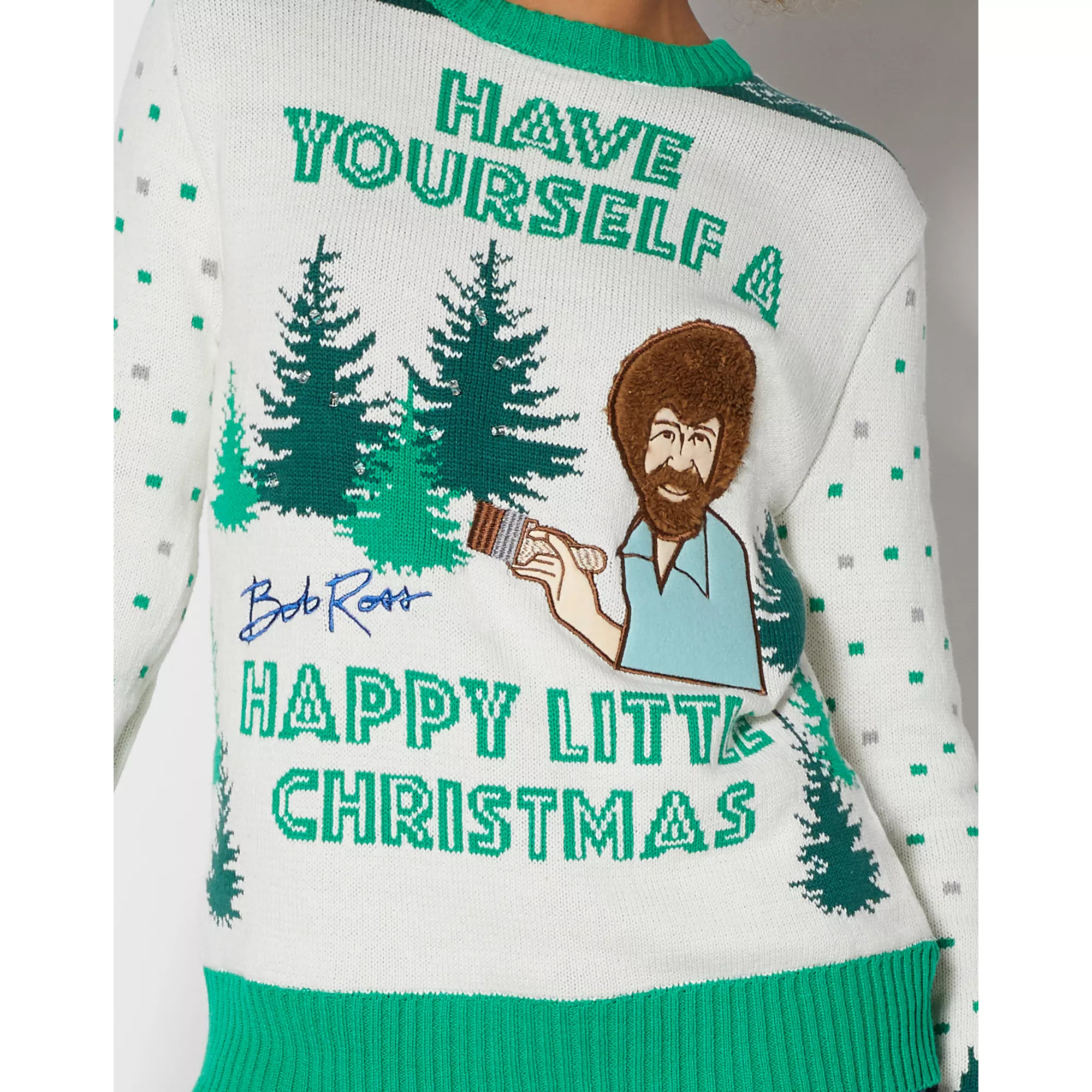 Light-Up Bob Ross Christmas Sweater