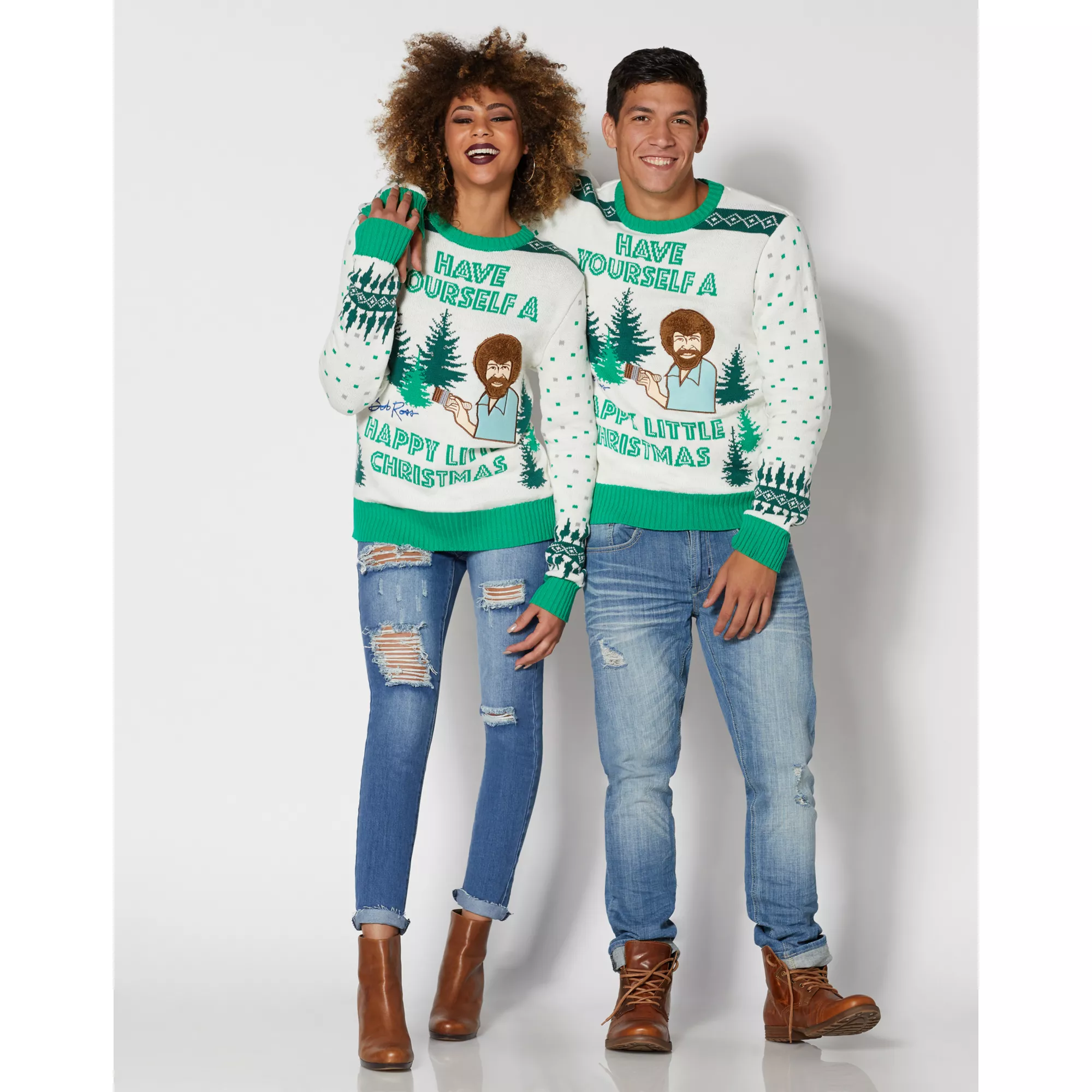 Light-Up Bob Ross Christmas Sweater