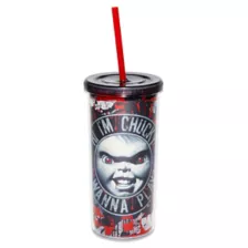 Hi I'm Chucky Cup With Straw - 20 oz. at Spencer's