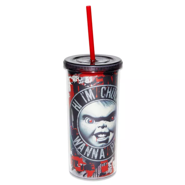 Hi I'm Chucky Cup With Straw - 20 oz. at Spencer's