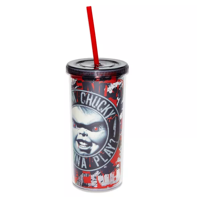 Hi I'm Chucky Cup With Straw - 20 oz. at Spencer's