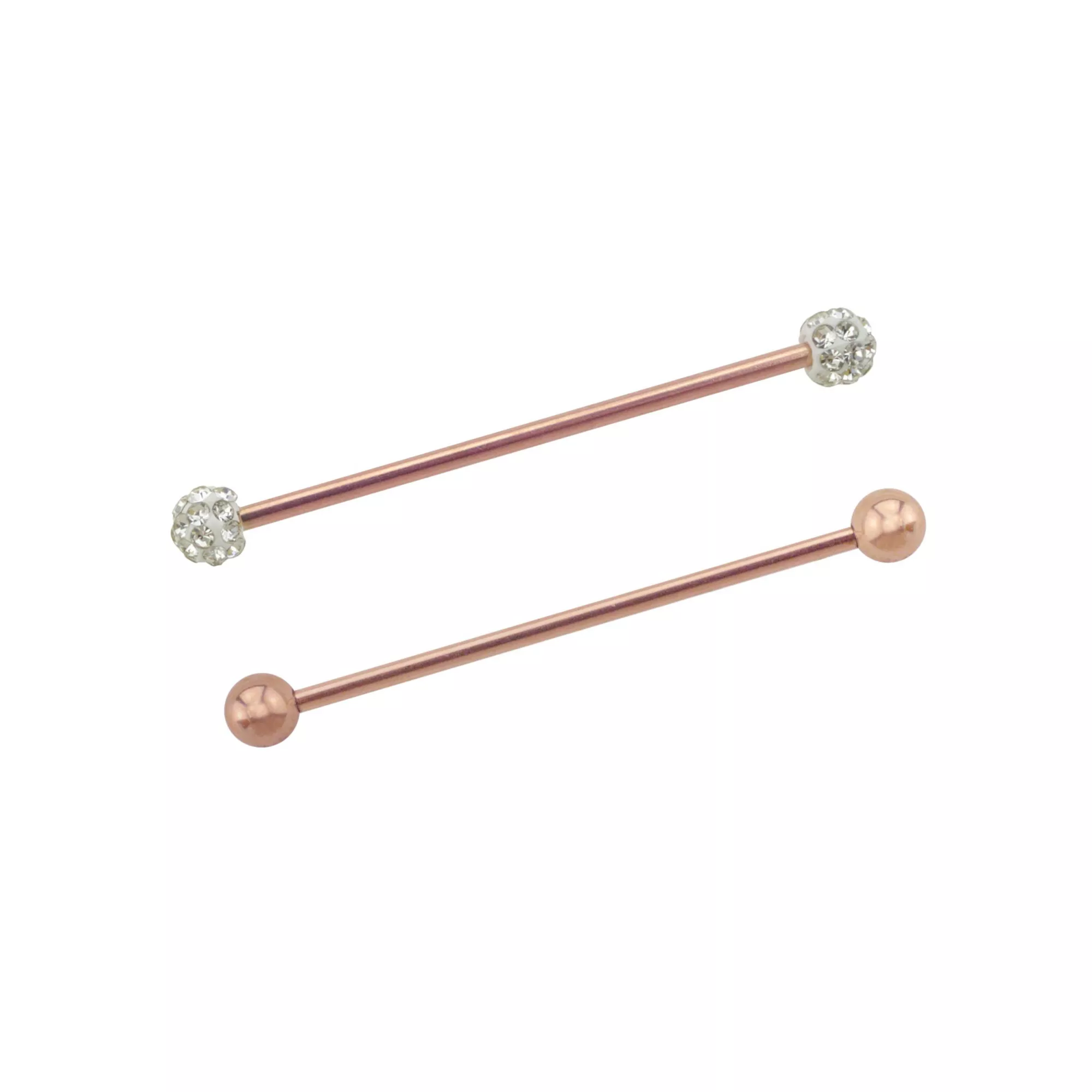 CZ Rose Goldtone Industrial Barbells 2 Pack - 14 Gauge at Spencer's