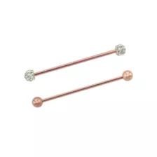 CZ Rose Goldtone Industrial Barbells 2 Pack - 14 Gauge at Spencer's
