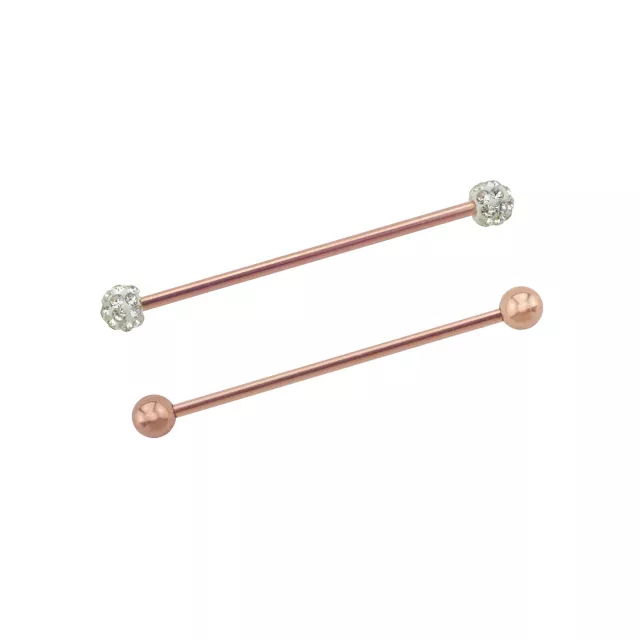 CZ Rose Goldtone Industrial Barbells 2 Pack 14 Gauge Spencer's