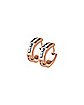 Rosegold Plated CZ Huggie Hoop Earrings - 20 Gauge