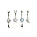 Multi-Pack Star Moon CZ Dangle Belly Rings 4 Pack - 14 Gauge at Spencer's