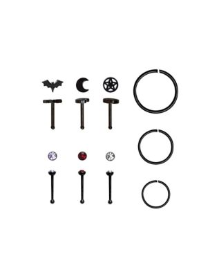 CZ Multi Pack Stud Hoop Nose Rings 9 Pack 20 Gauge