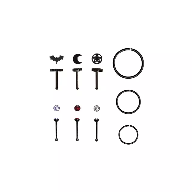CZ Multi-Pack Stud & Hoop Nose Rings 9 Pack - 20 Gauge at Spencer's
