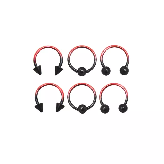 Multi-Pack Ombre Horseshoe Rings and Captive Rings - 3 Pair at Spencer's