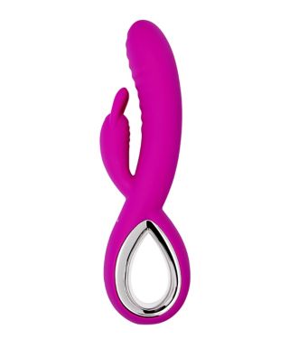 ridged multi-function rechargeable rabbit vibrator - 8.5 inch