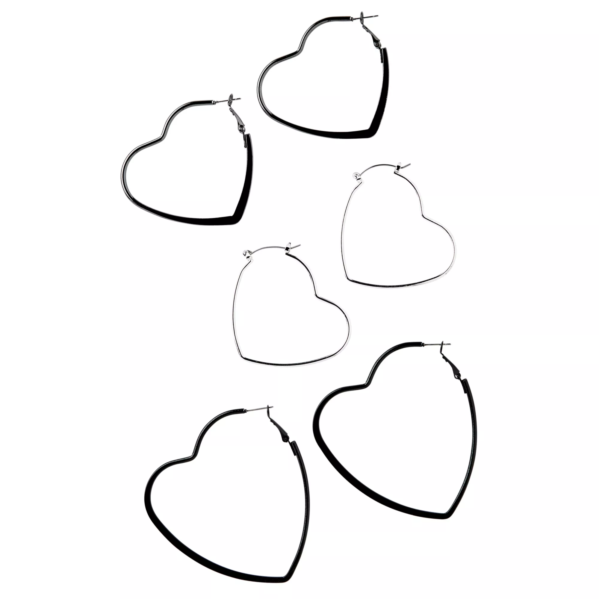 Heart Hoop Earrings - 3 Pack at Spencer's