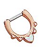 Rose Goldtone Opal-Effect Heart Clicker Septum Ring - 16 Gauge