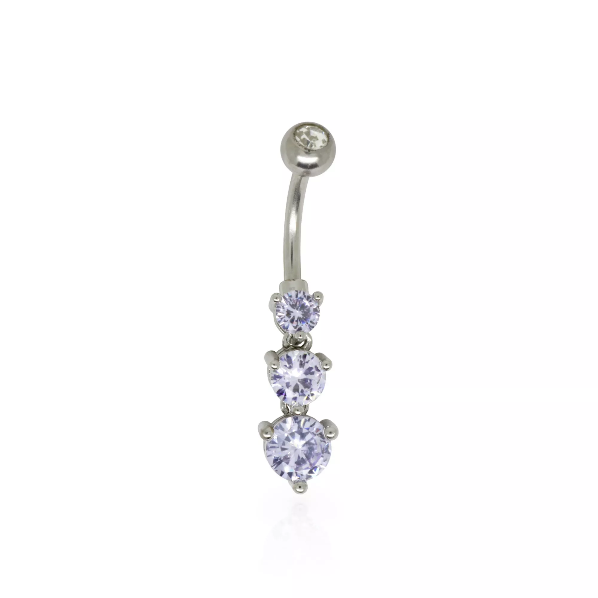 Purple CZ Dangle Belly Ring - 14 Gauge at Spencer's