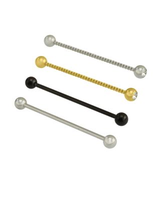 Multi-Pack Black and Goldtone Industrial Barbells 4 Pack - 14 Gauge