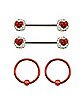 Multi-Pack CZ Captive Nipple Rings and Nipple Barbells 2 Pair - 14 Gauge