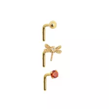 Multi-Pack CZ Dragonfly L-Bend Nose Rings 3 Pack - 20 Gauge at Spencer's