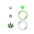 Multi-Pack CZ Leaf Nose Pins and Hoop Nose Rings 6 Pack - 20 Gauge at Spencer's