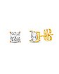 Square Goldplated CZ Stud Earrings