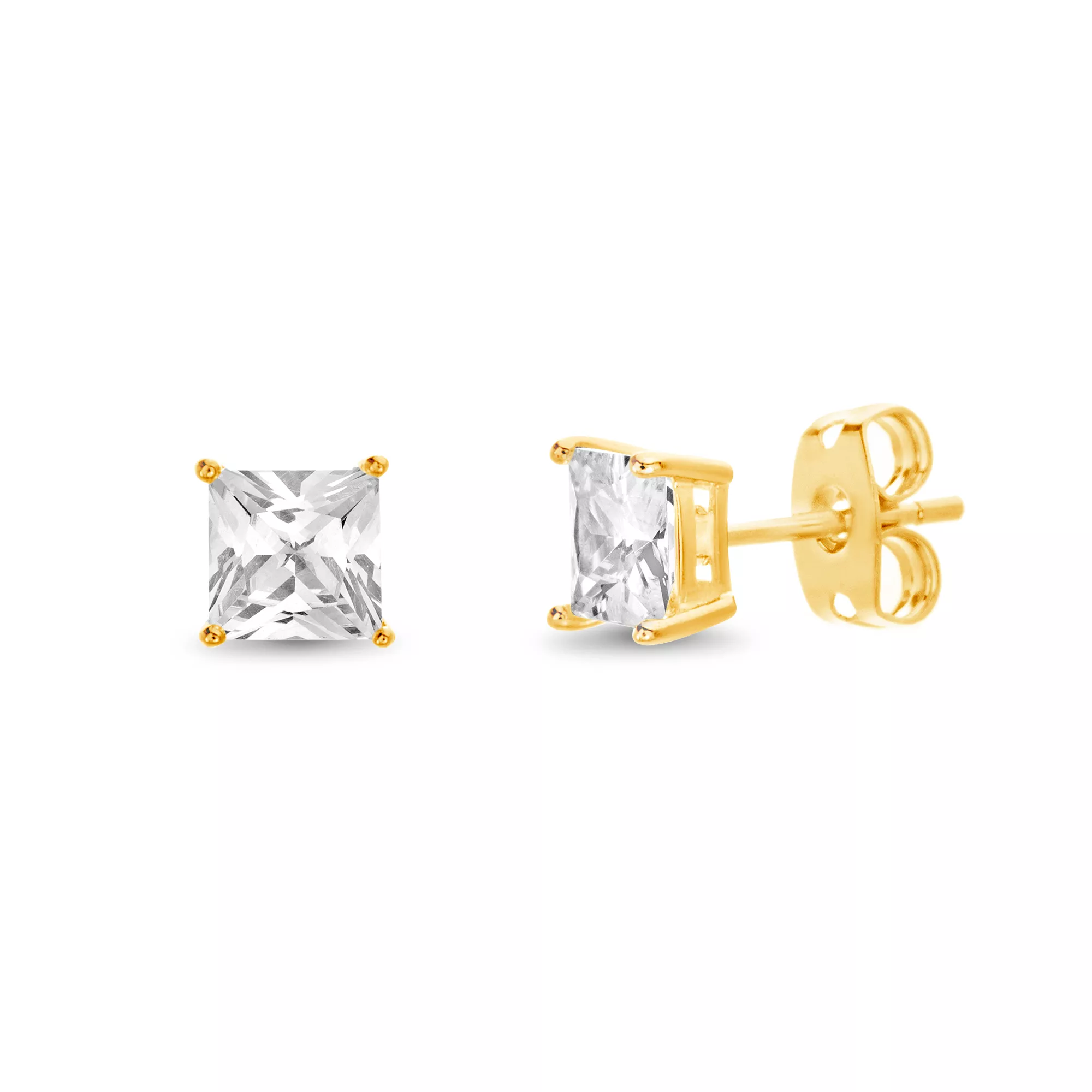 Square Goldplated CZ Stud Earrings at Spencer's