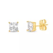 Square Goldplated CZ Stud Earrings at Spencer's